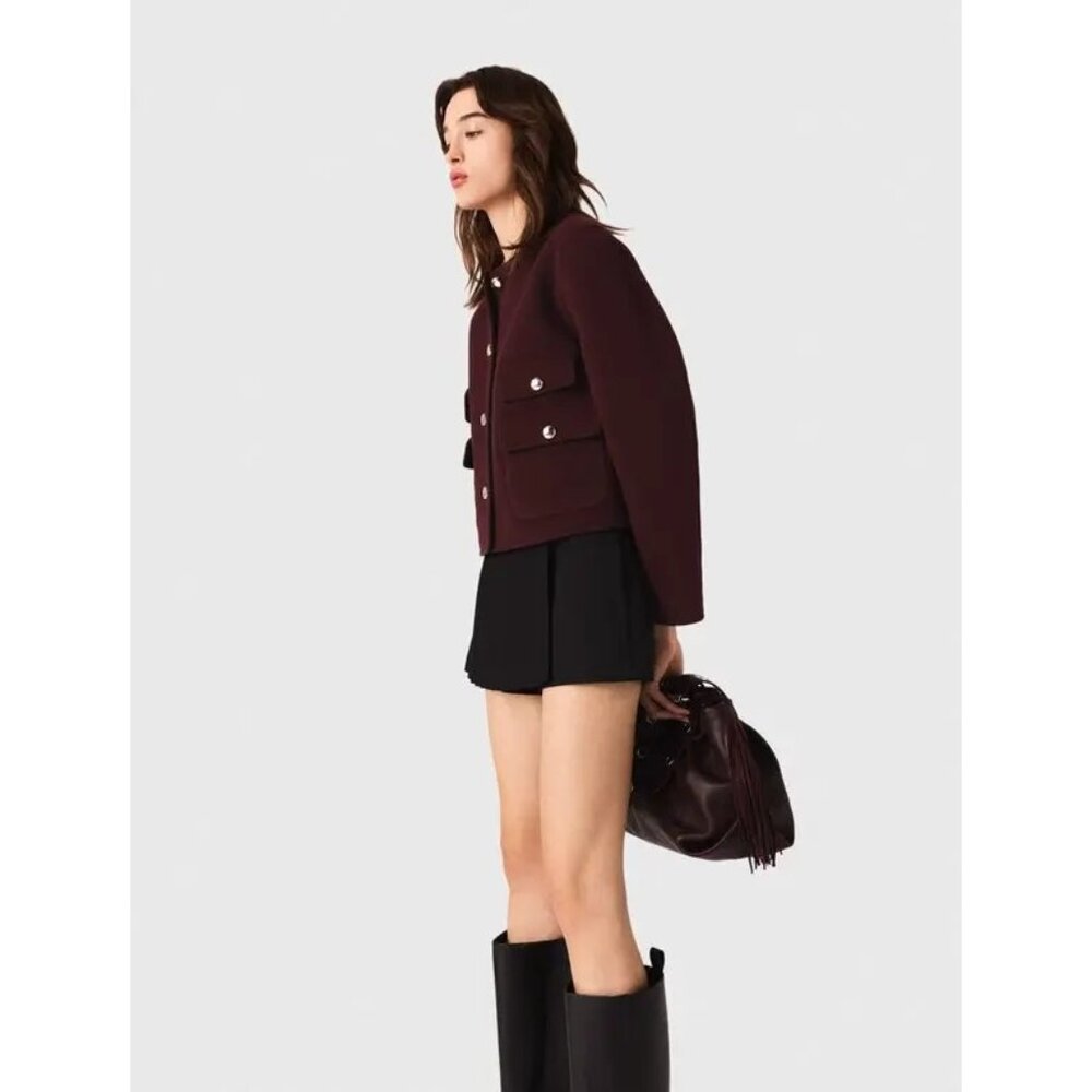 Maje Straight Fit Pleated Skort Black Size M Mini Shorts Structured - Picture 10 of 11